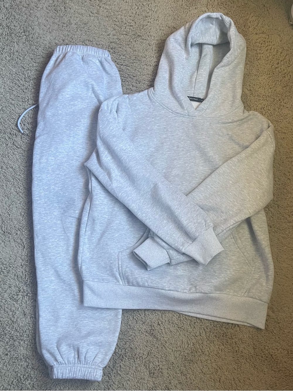 Light Gray Women's Track Pants & Hoodie Set